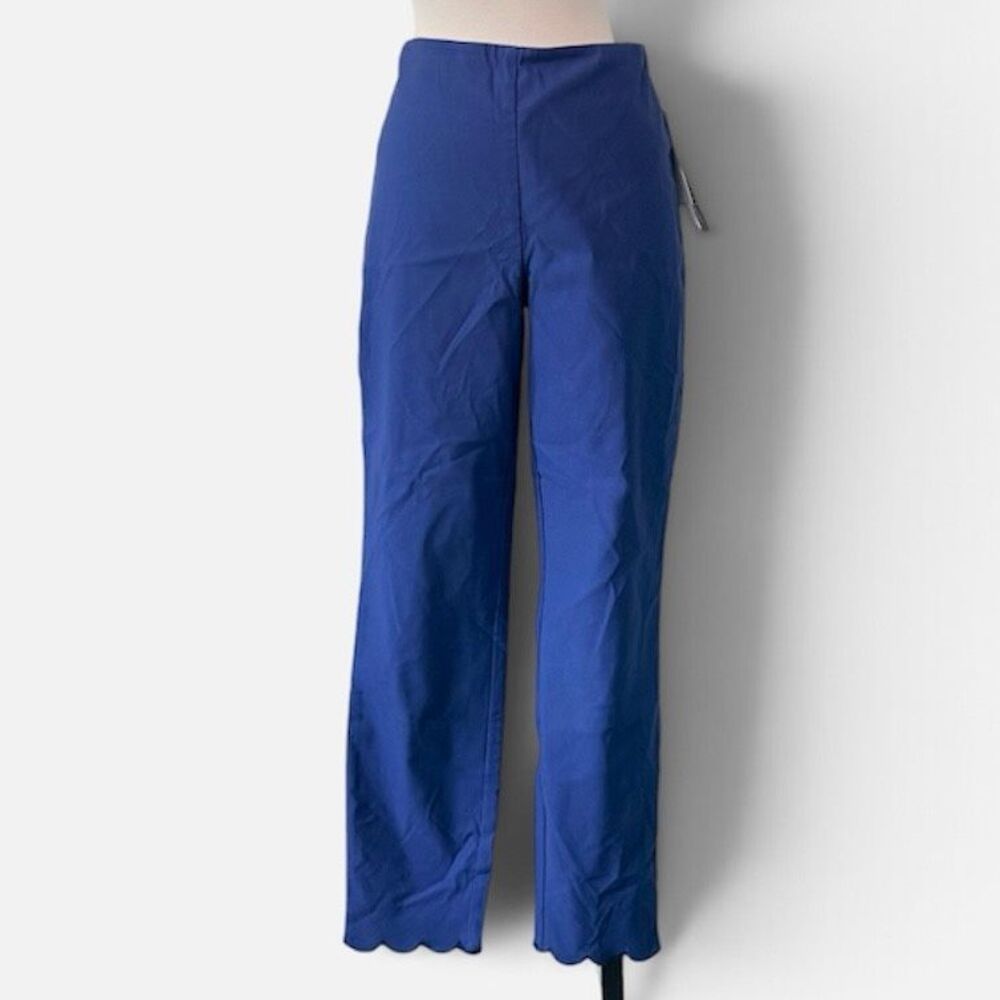 Tribal Fรญa Scallop Cuff Trouser Blue Pedal Pusher Skinny Slim Pants 6 NWT